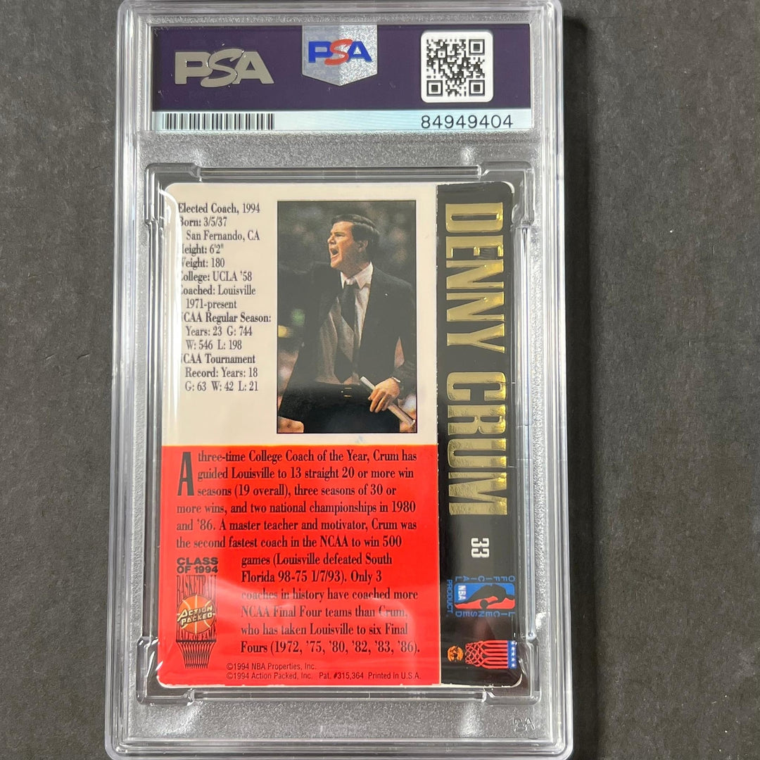 1994 NBA Properties #33 Denny Crum Signed Card AUTO PSA/DNA Slabbed Louisville