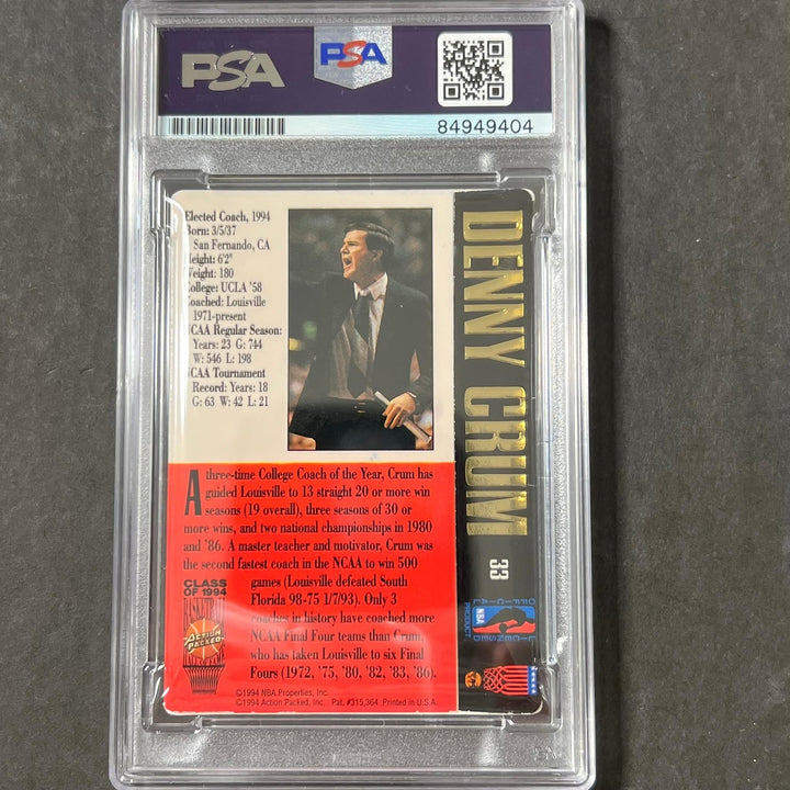 1994 NBA Properties #33 Denny Crum Signed Card AUTO PSA/DNA Slabbed Louisville