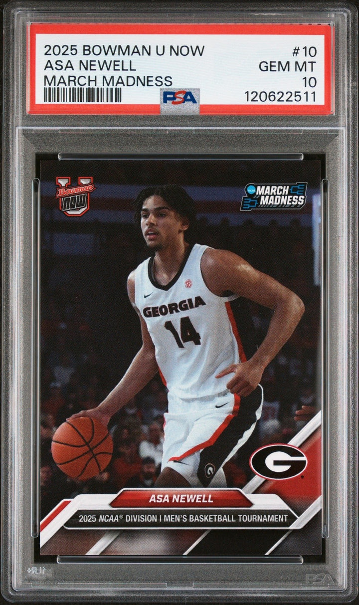 Graded 2025 Bowman U Now Asa Newell #10 March Madness RC Card PSA 10
