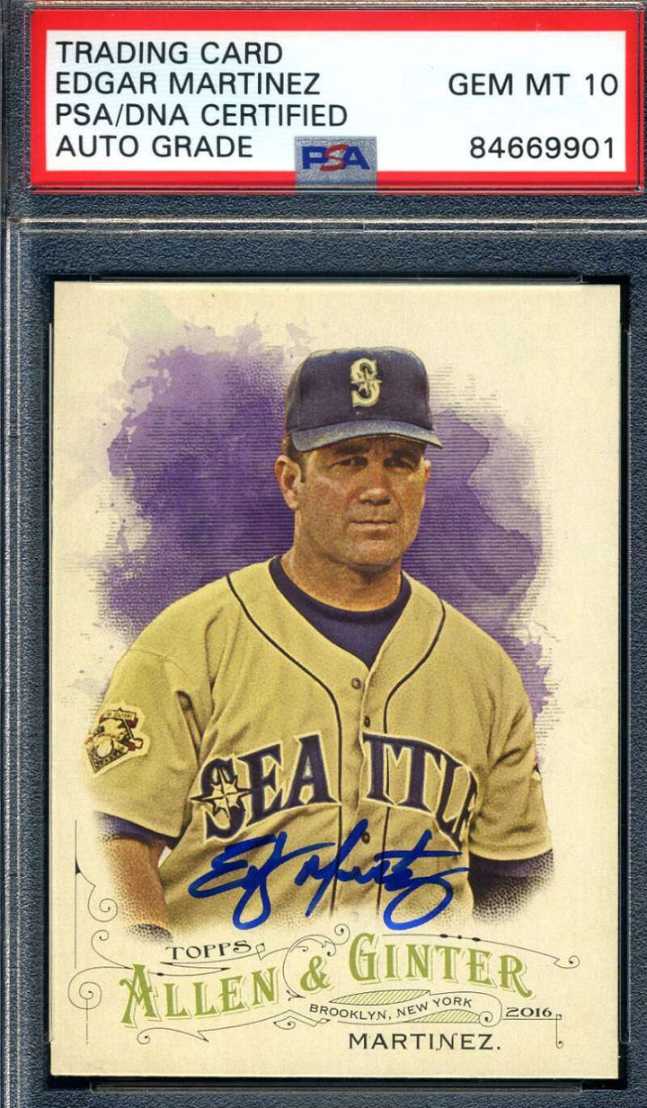 Edgar Martinez Gem Mint 10 PSA DNA Signed 2016 Allen Ginter Autograph