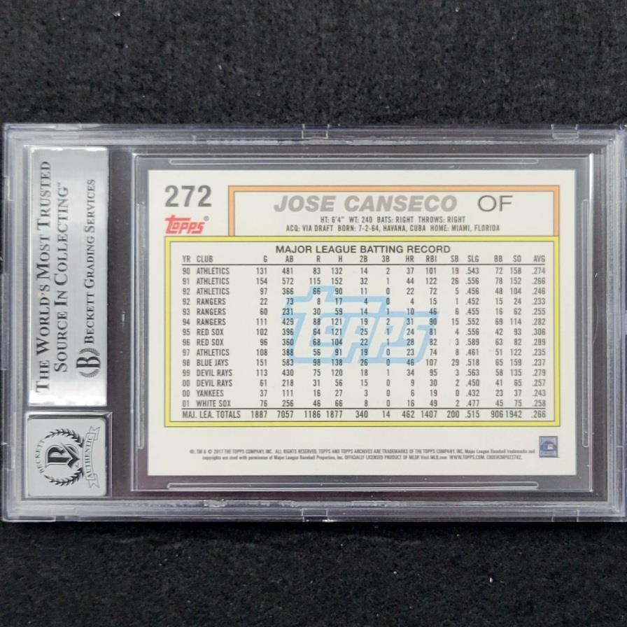 Ozzie & Jose Canseco dual signed 2017 Topps Archives error card ~BGS BAS 10 Auto