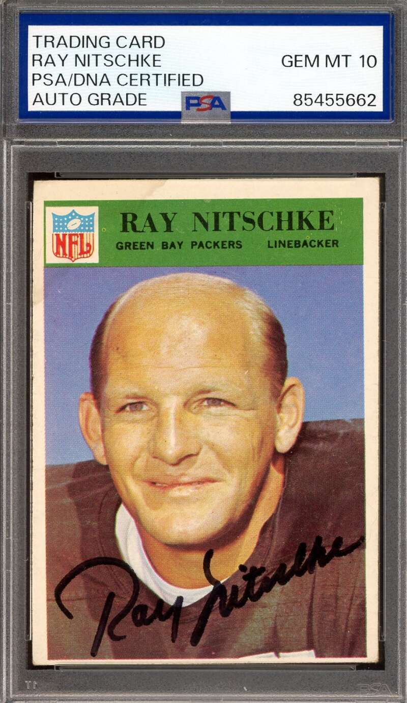 Ray Nitschke Gem Mint 10 PSA DNA Signed 1966 Philadelphia Gum Autograph