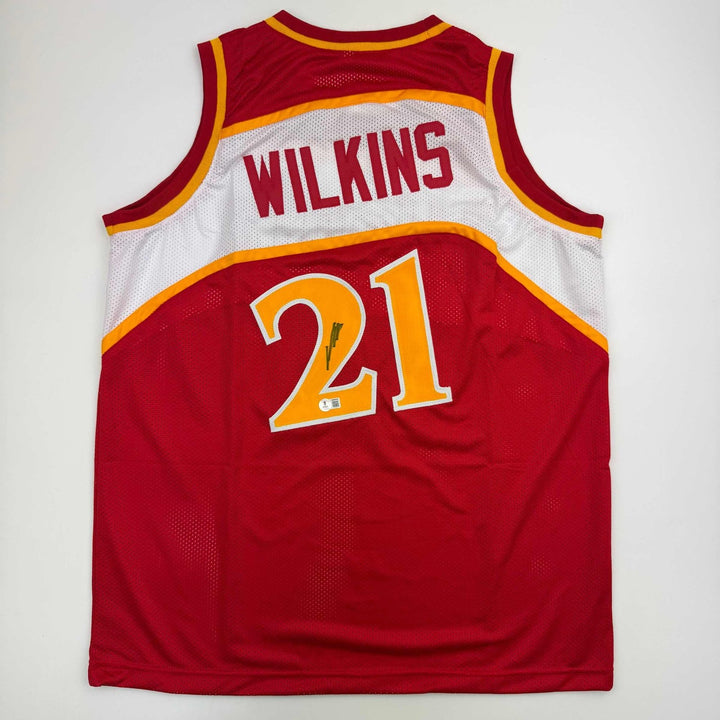 Autographed/Signed DOMINIQUE WILKINS Atlanta Red Jersey PSA/DNA COA