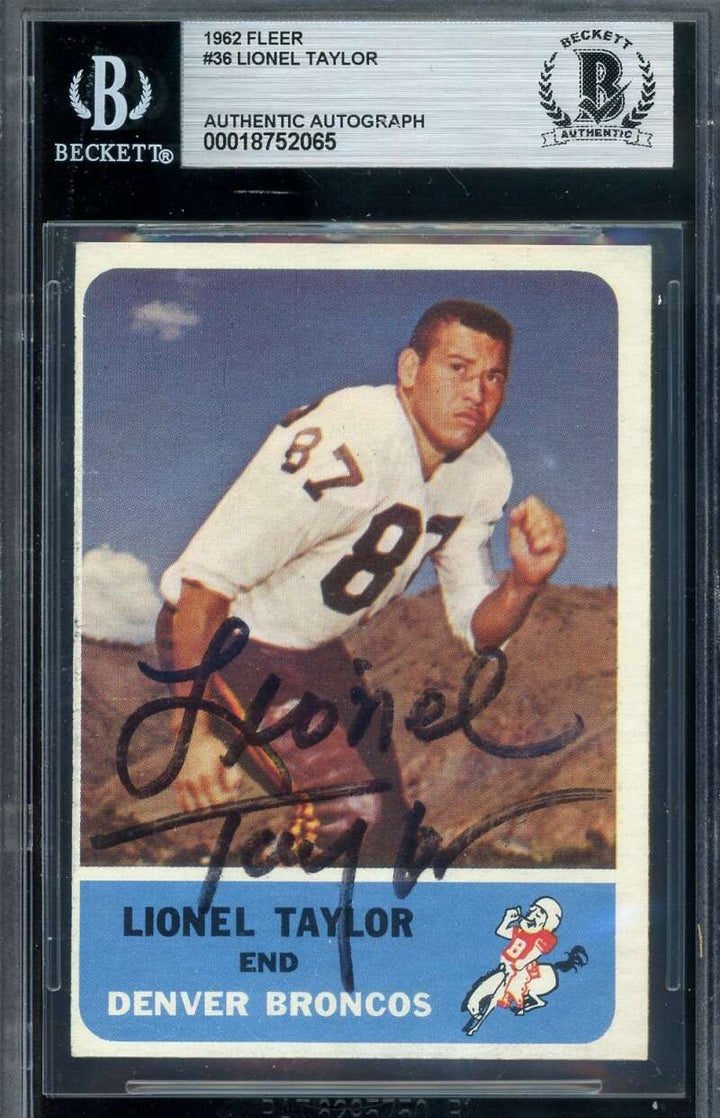 Lionel Taylor Beckett BAS Vintage Signed 1962 Fleer Autograph