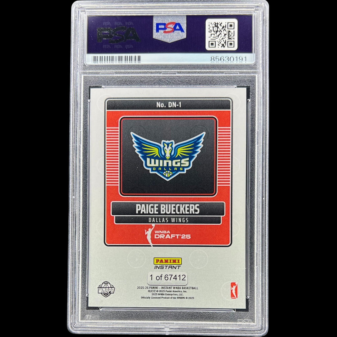 PAIGE BUECKERS SIGNED 2025 INSTANT DRAFT NIGHT WNBA ROOKIE CARD #DN1 PSA/DNA