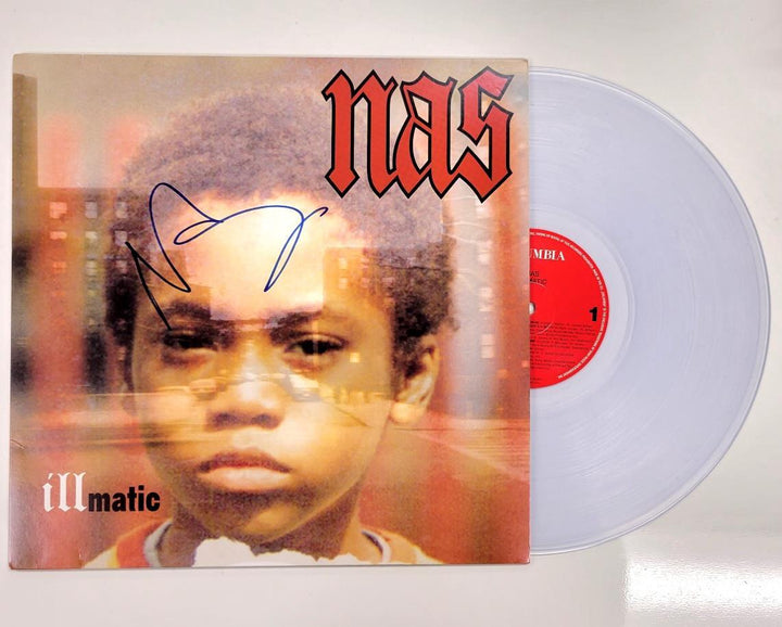 NAS Nasir Jones signed illmatic vinyl record album cover ~ BAS Beckett Holo
