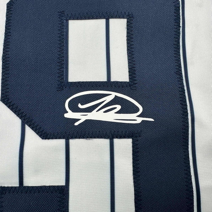 Framed Facsimile Autographed Jasson Dominguez 35x39 New York Reprint Jersey