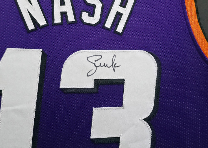 Phoenix Suns Steve Nash Signed Framed Purple Jersey Beckett BAS Witness