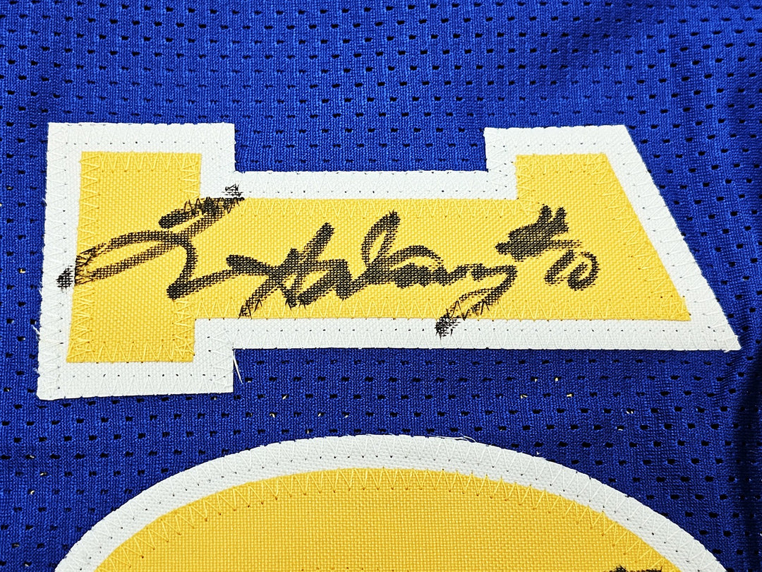 Warriors Chris Mullin, Tim Hardaway, Richmond Auto Blue Jersey Run TMC HOF BAS