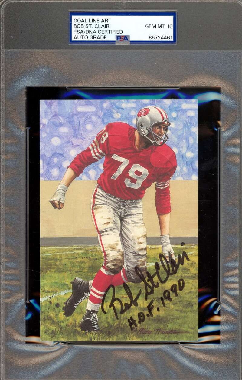 Bob St. Clair Gem Mint 10 PSA DNA Signed Goal Line Art Card GLAC Auto HOF 90