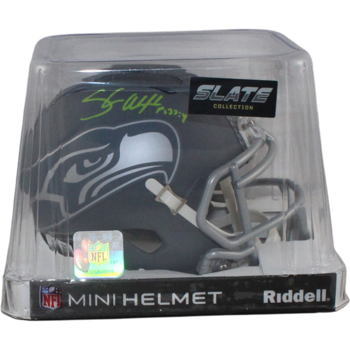 Shaun Alexander Autographed Seattle Seahawks Slate Mini Helmet Beckett WIT 55055