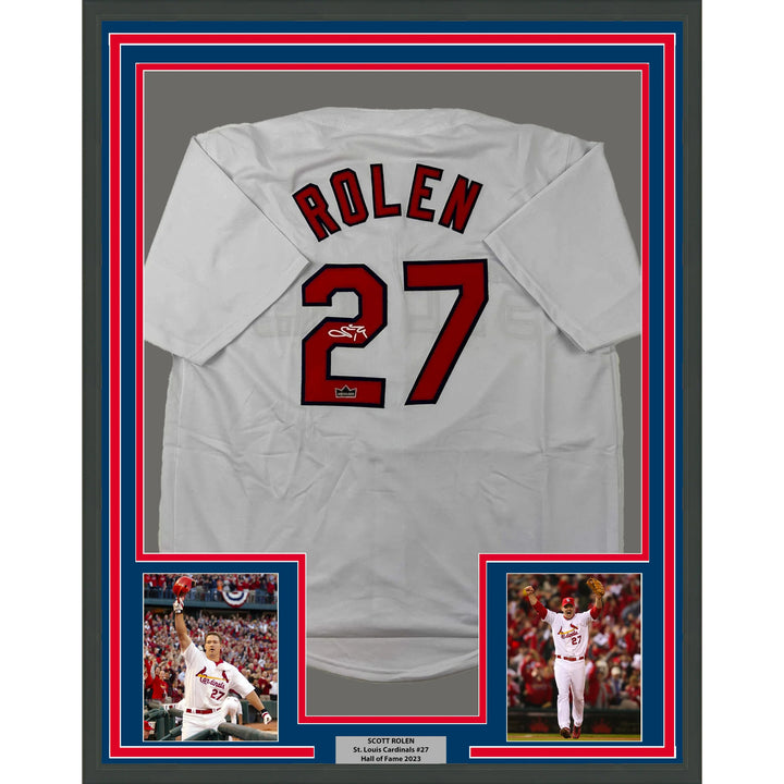 Framed Facsimile Autographed Scott Rolen 33x42 White Reprint Laser Auto Jersey