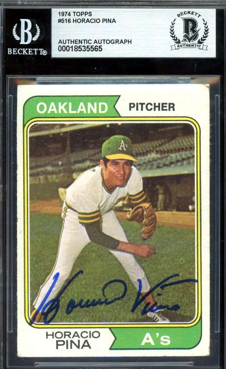 Horacio Pina Beckett BAS Signed 1974 Topps Autograph