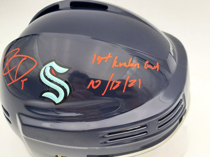 Ryan Donato Auto Kraken Blue Mini Helmet 1st Kraken Goal 10/12/21 Fanatics