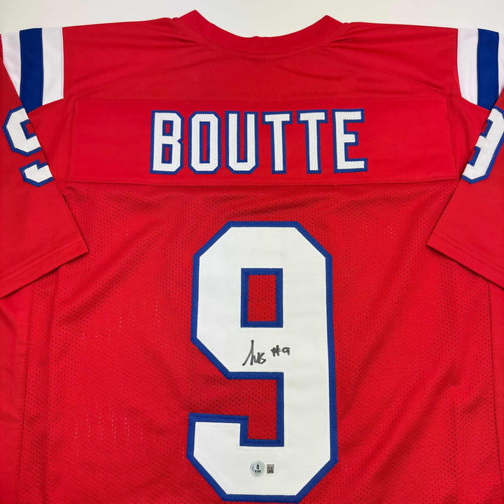Autographed/Signed Kayshon Boutte New England Red Jersey Beckett BAS COA