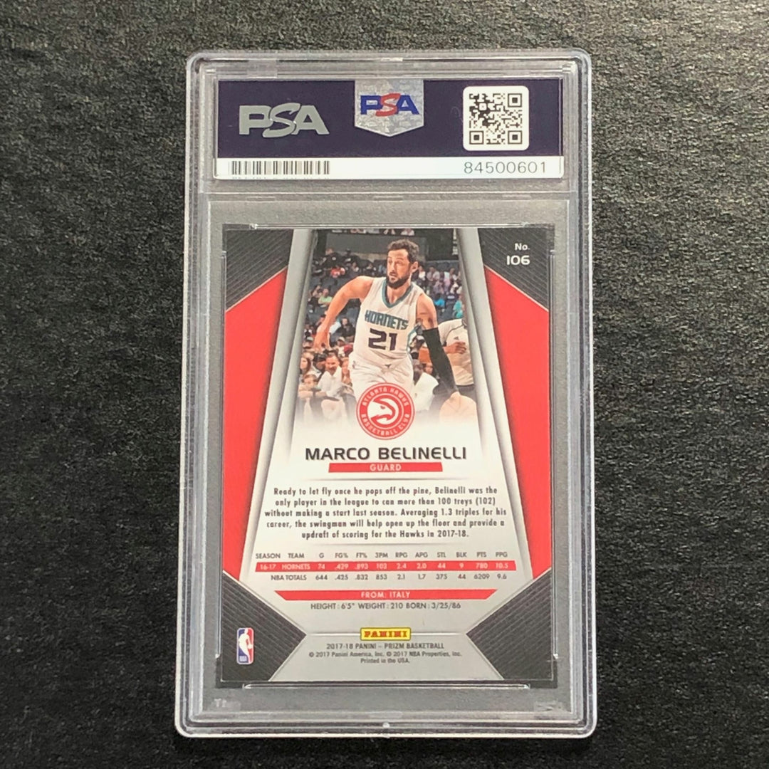 2017-18 Panini Prizm #106 Marco Belinelli Signed Card AUTO 10 PSA Slabbed Hornet