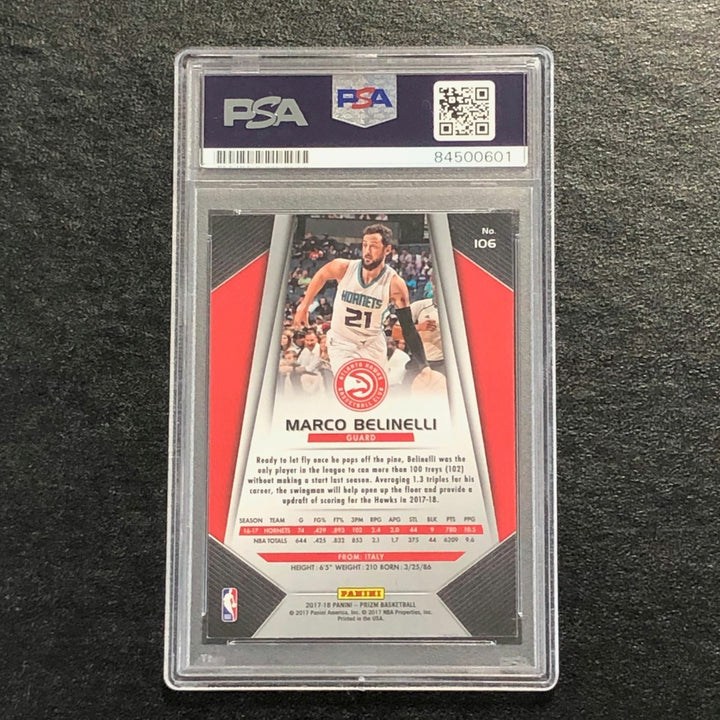 2017-18 Panini Prizm #106 Marco Belinelli Signed Card AUTO 10 PSA Slabbed Hornet