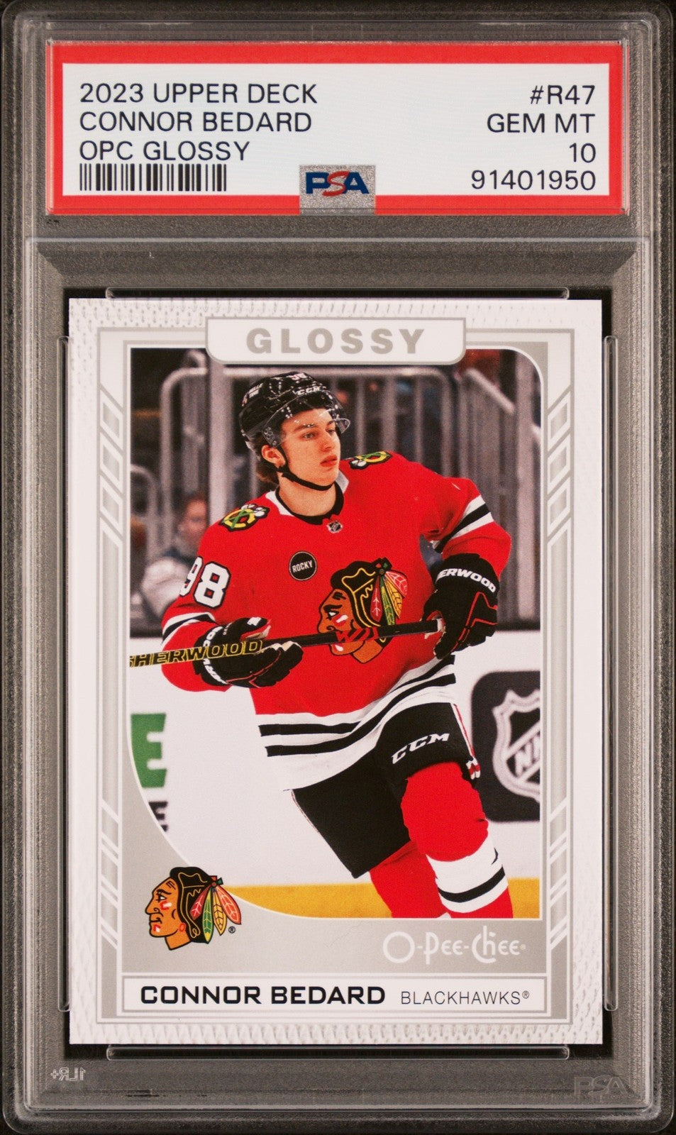 Graded 2023 Upper Deck Connor Bedard #R47 OPC Glossy Rookie Card PSA 10