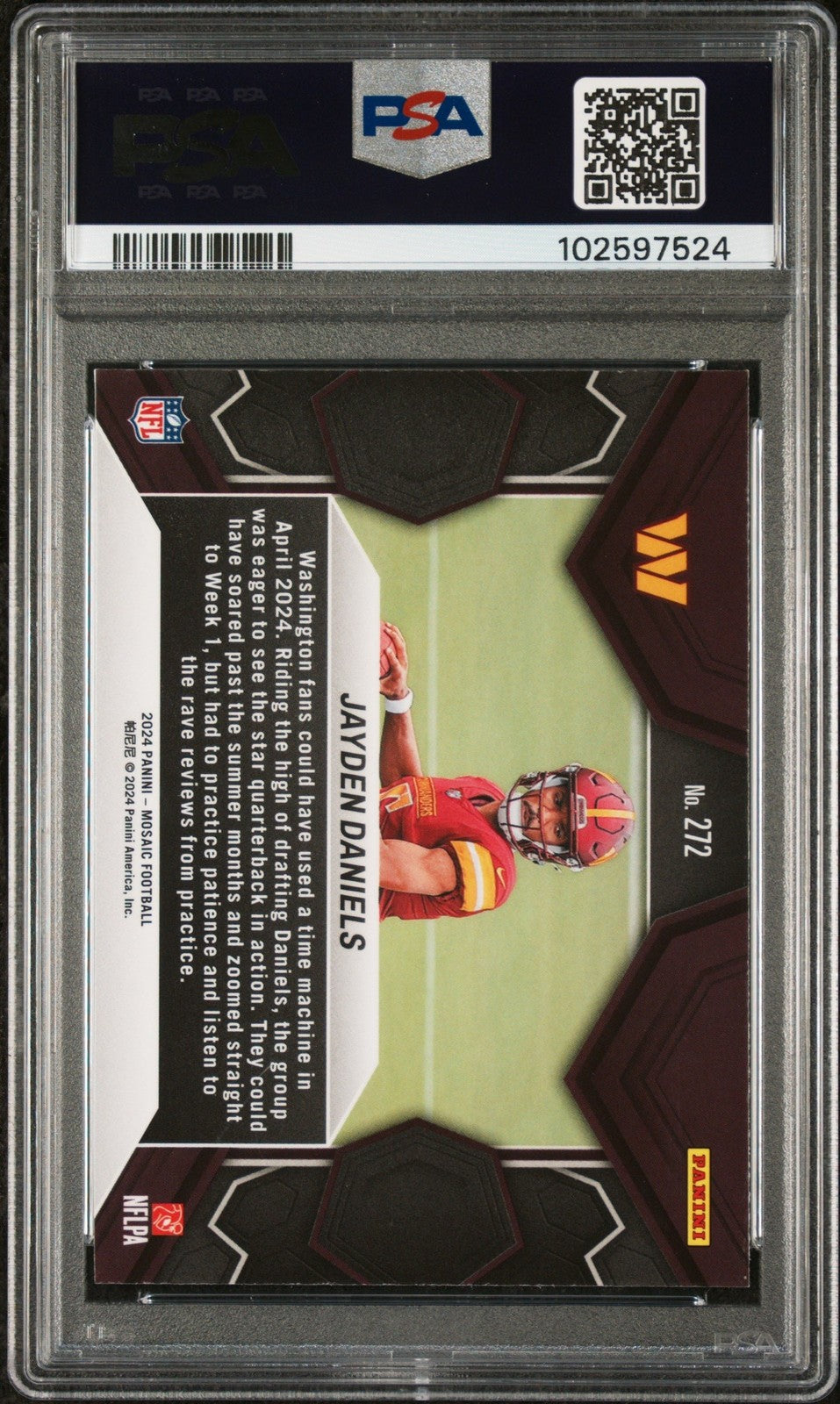 Graded 2024 Panini Mosaic Jayden Daniels #272 Rookie Card PSA 10