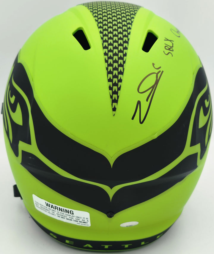 Zach Charbonnet Signed Seahawks Rave Green Full Size Speed Replica Helmet MCS