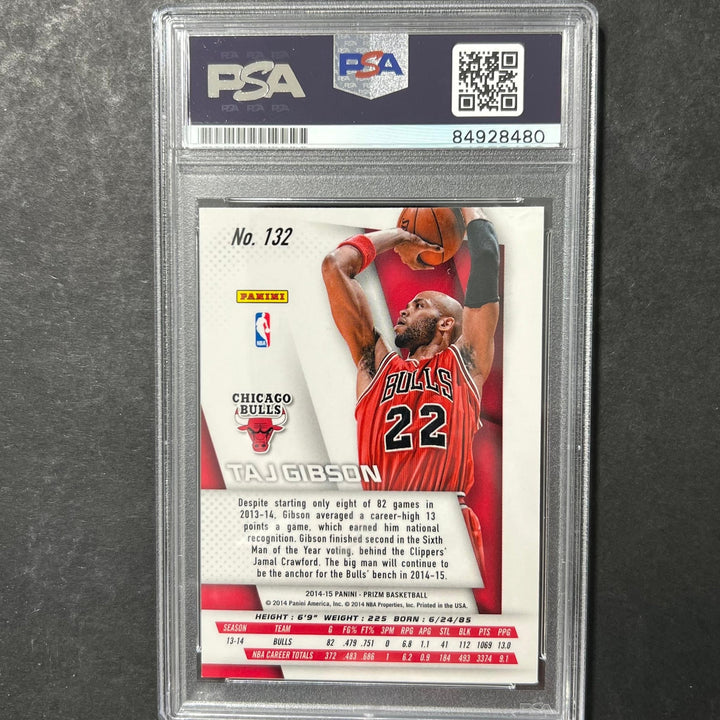 2014-15 NBA Prizm #132 Taj Gibson Signed Card AUTO PSA Slabbed Bulls