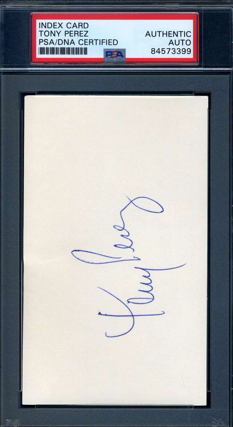 Tony Perez PSA DNA Coa Signed 3x5 Index Card Autograph