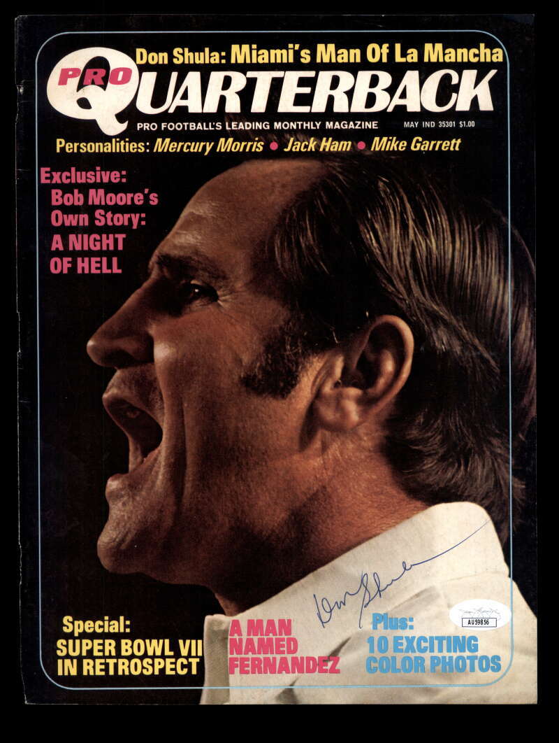 Don Shula JSA Autograph 1 Vintage Signed Pro Quarterback Cover Dolphins