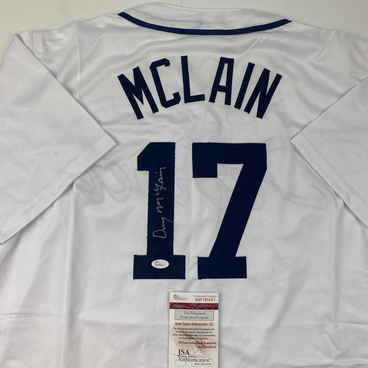 Autographed/Signed DENNY MCLAIN 31-6 1968 Detroit White Jersey JSA COA