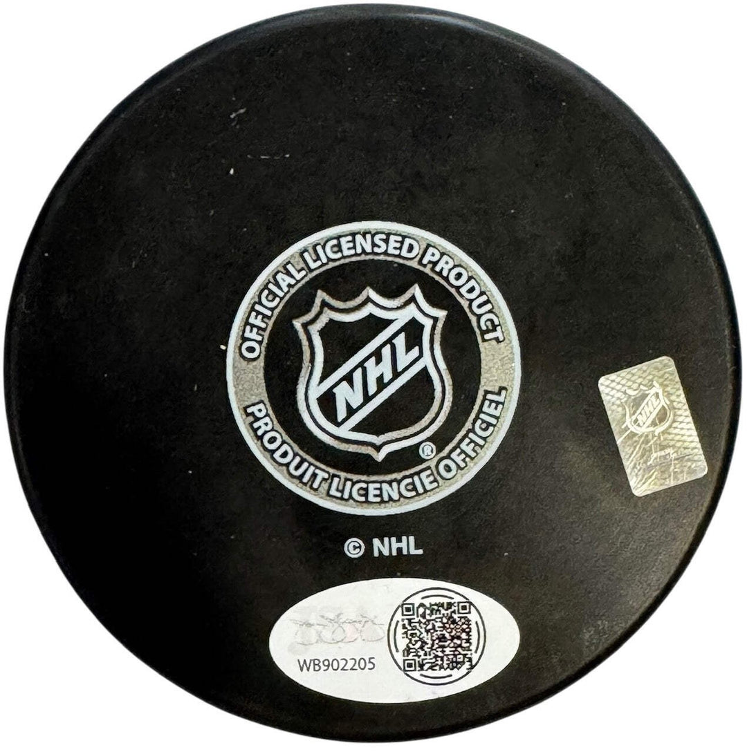Sam Bennett B2B Autographed Panthers Logo Puck (JSA Witness)