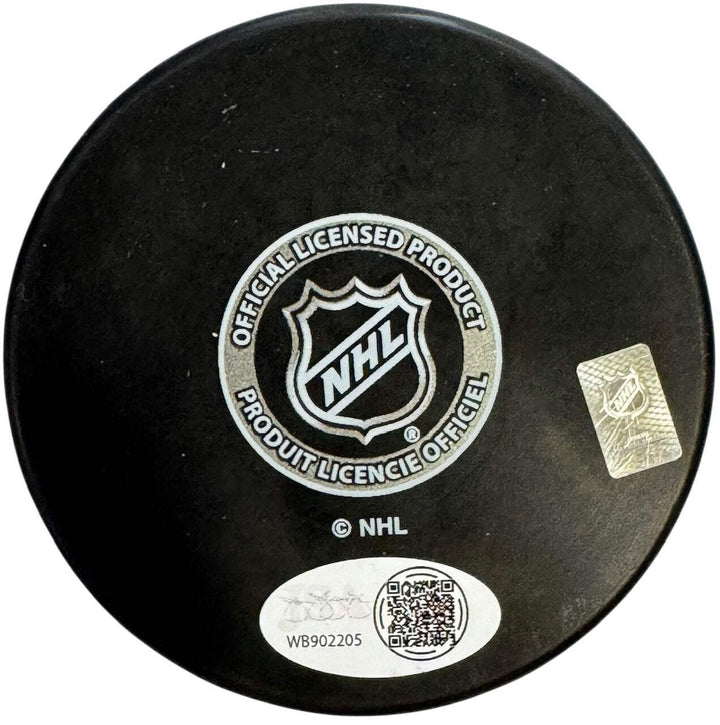 Sam Bennett B2B Autographed Panthers Logo Puck (JSA Witness)