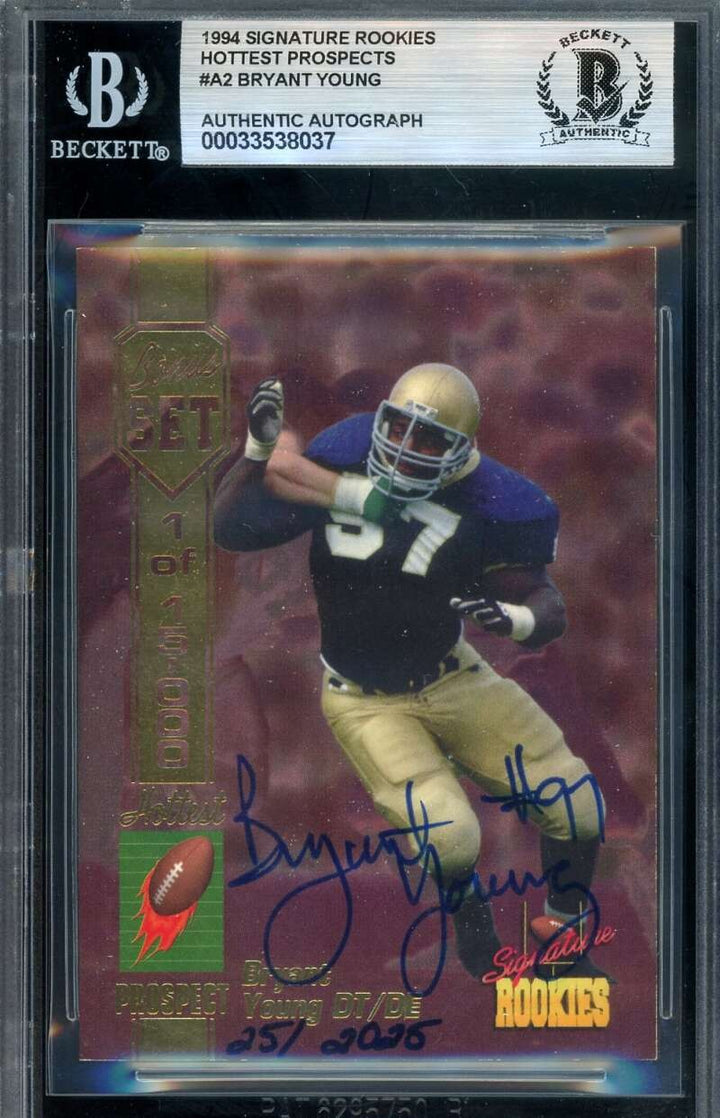Bryant Young Beckett BAS Signed 1994 Signature Rookies Prospects Autograph