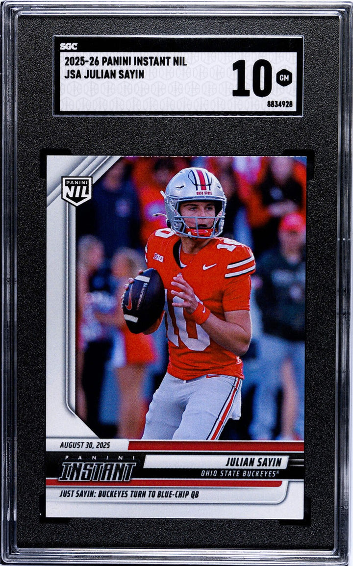 Graded 2025 Panini Instant NIL Julian Sayin #JSA Rookie RC Card SGC 10 Gem Mint
