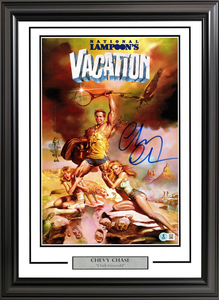 Chevy Chase Signed Framed 11x17 Vacation Movie Poster Beckett BAS Witness