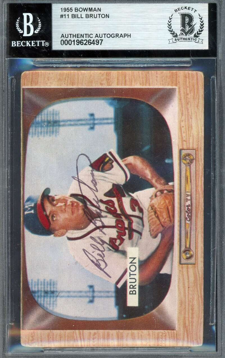 Bill Bruton Beckett BAS Vintage Signed 1955 Bowman Autograph Braves