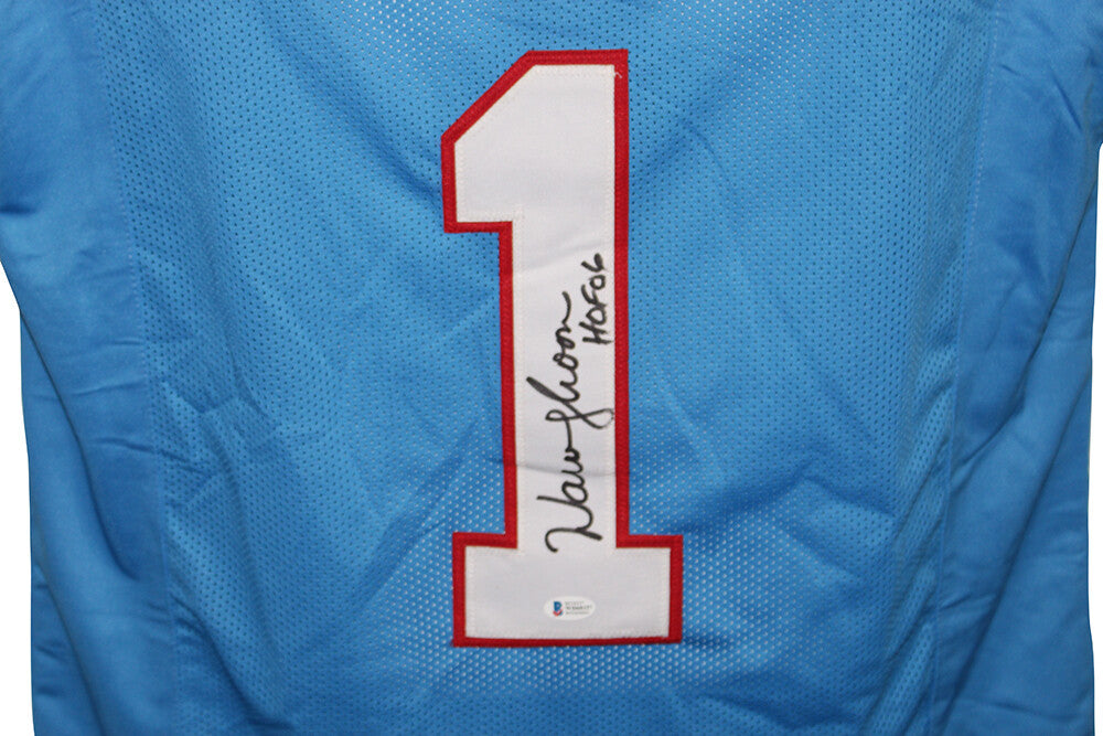 Warren Moon Autographed/Signed Pro Style Blue XL Jersey HOF BAS 31158