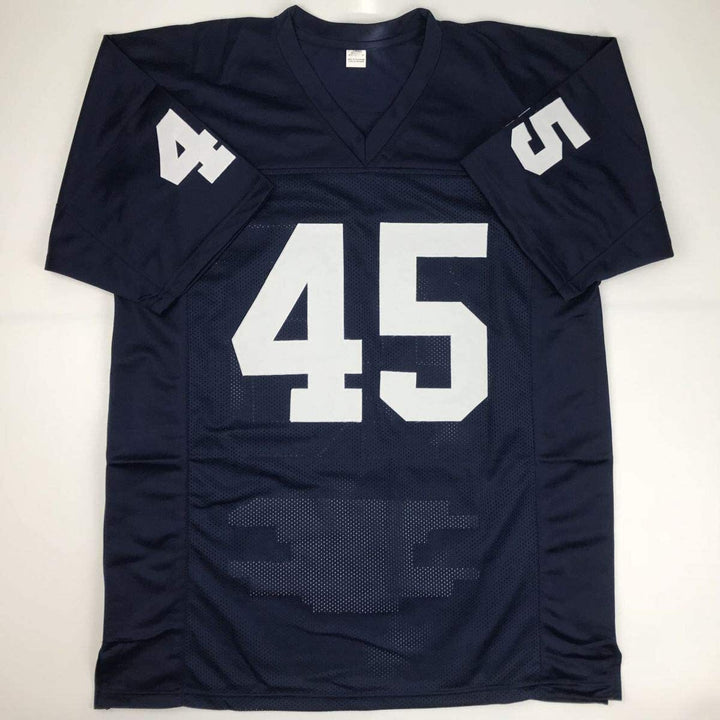 Autographed/Signed RUDY RUETTIGER Notre Dame Irish Blue Stat Jersey JSA COA