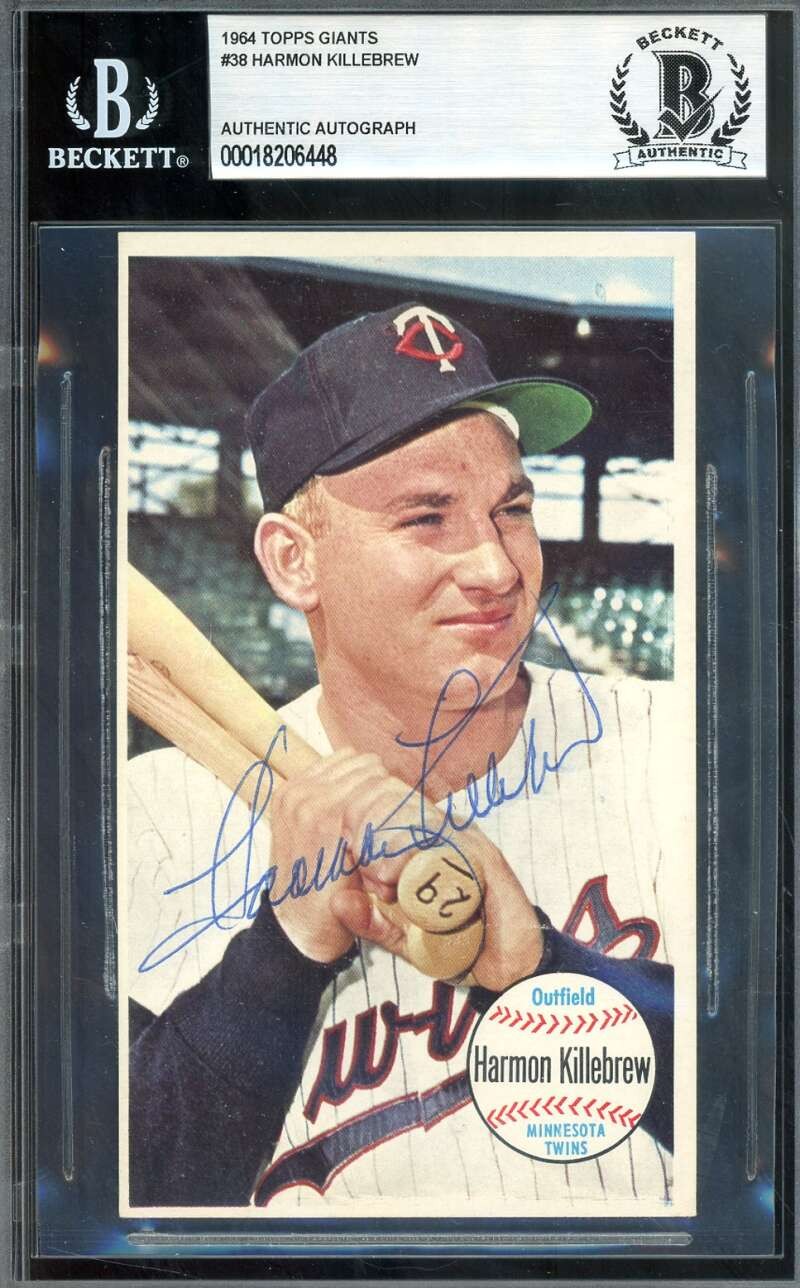 Harmon Killebrew Beckett BAS Vintage Signed 1964 Topps Giants Autograph