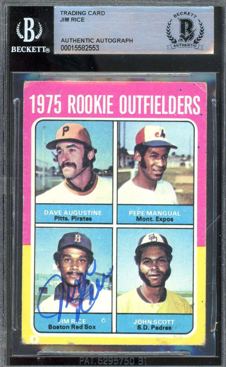 Jim Rice Beckett BAS Signed 1975 Topps Rookie Autograph