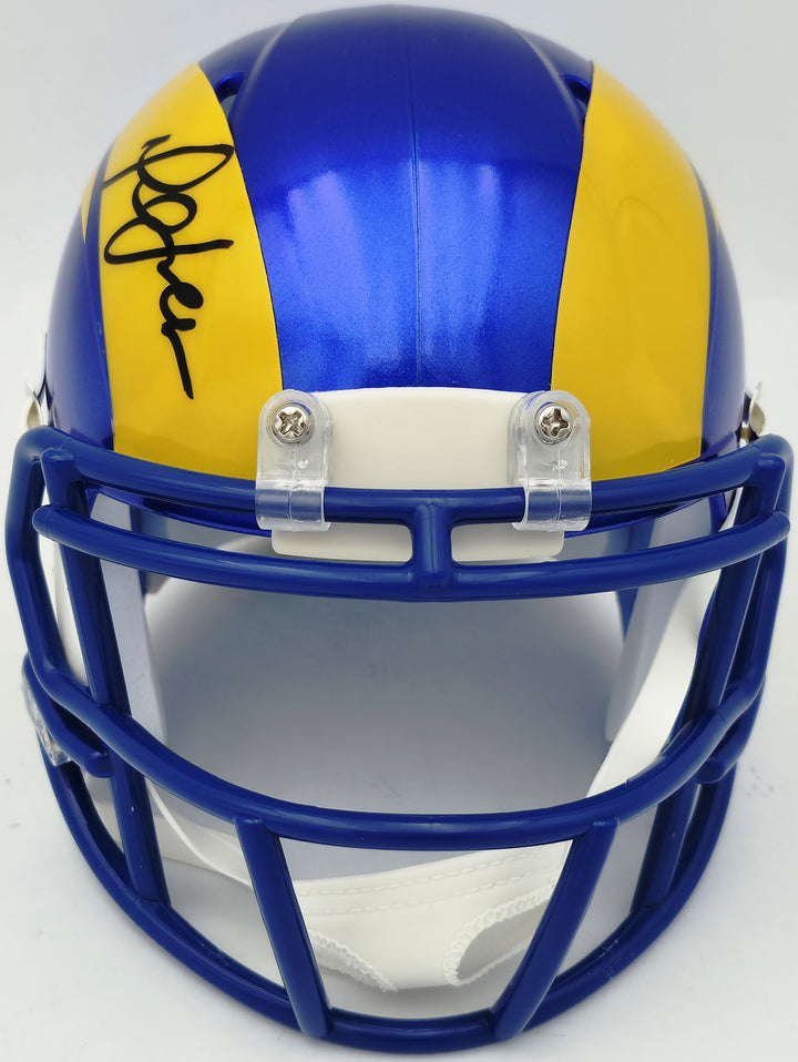 Marshall Faulk Signed St. Louis Rams Blue Speed Mini Helmet JSA Witness