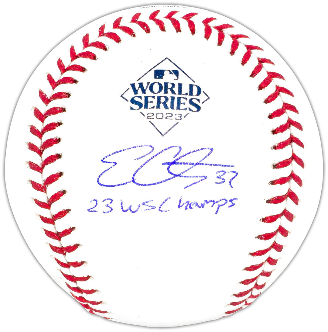Evan Carter Auto Official 2023 WS Logo MLB Baseball Rangers 23 WS Champs Beckett