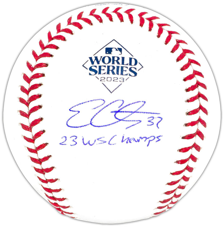 Evan Carter Auto Official 2023 WS Logo MLB Baseball Rangers 23 WS Champs Beckett