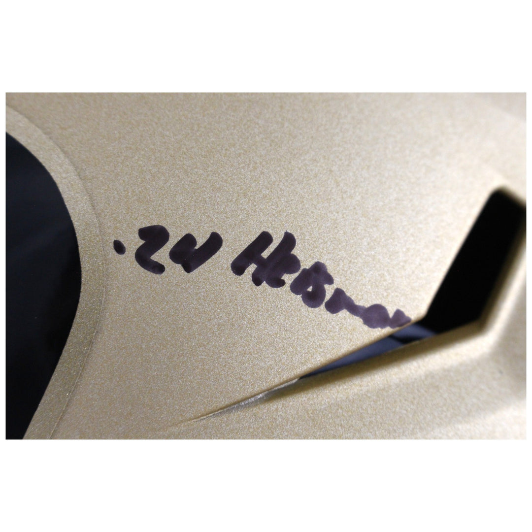 Travis Hunter Autographed Colorado Buffaloes Gold SpeedFlex Helmet Beckett 53372