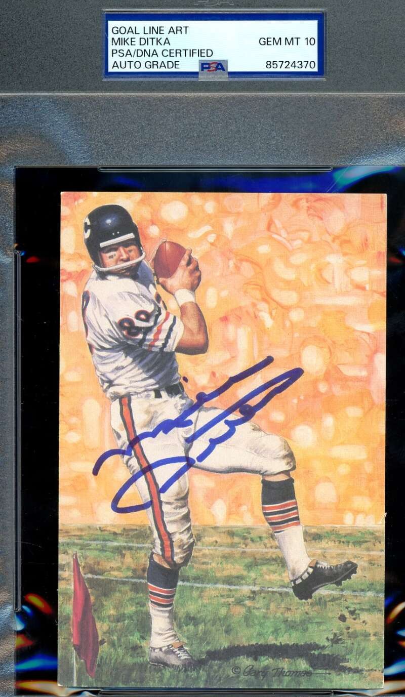 Mike Ditka Gem Mint 10 PSA DNA Signed Goal Line Art Card GLAC Autograph
