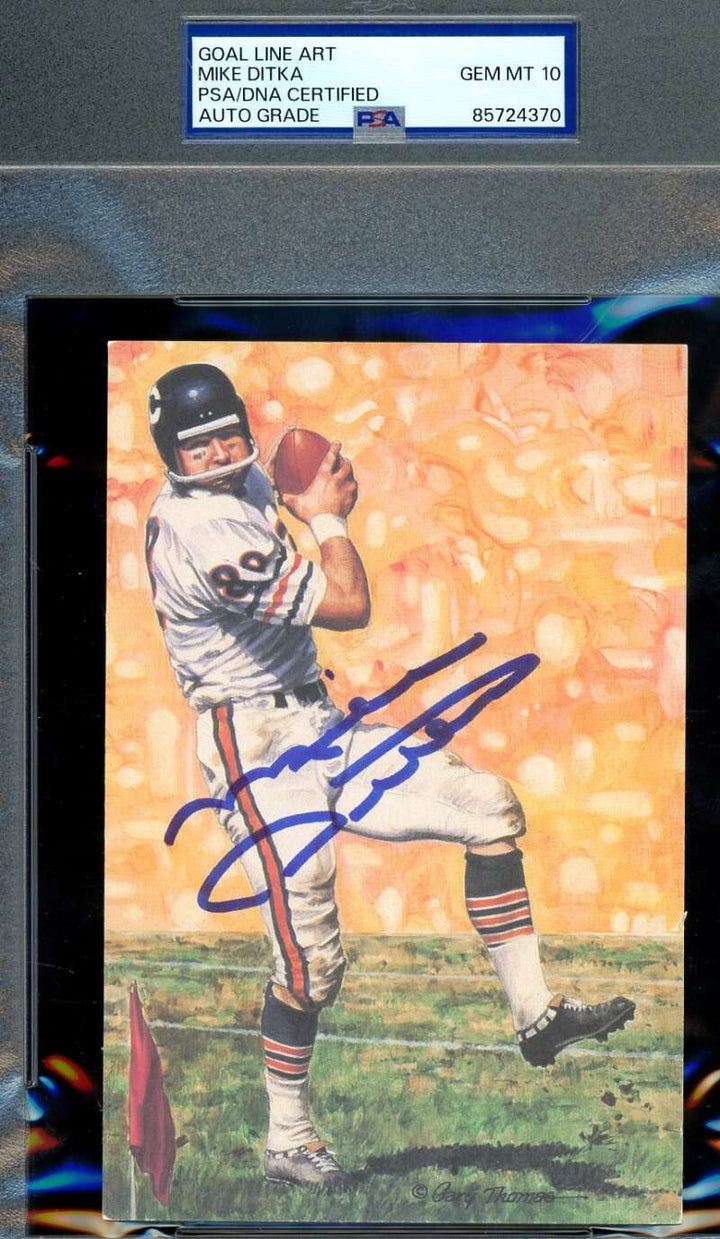 Mike Ditka Gem Mint 10 PSA DNA Signed Goal Line Art Card GLAC Autograph