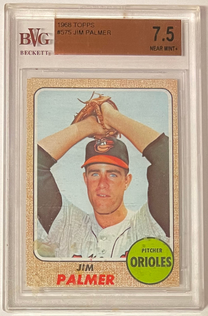 Jim Palmer 1968 Topps Baseball Card #575- BVG Graded 7.5 Near Mint+