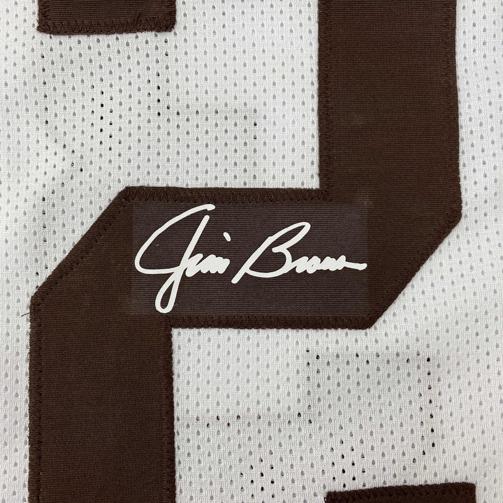 Facsimile Autographed Jim Brown Cleveland White Reprint Jersey Size Men's XL