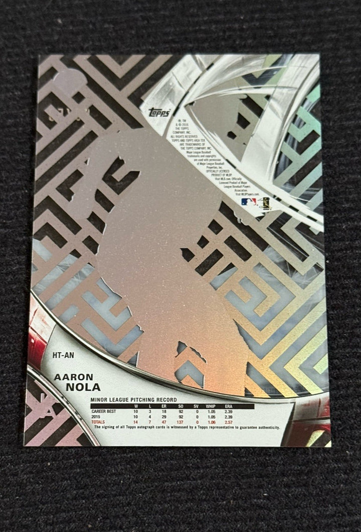 2016 Topps High Tek Rookie Mint On Card Auto #HT-AN Aaron Nola /50 Phillies Rc