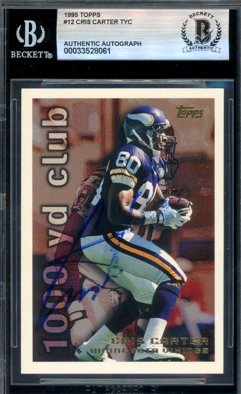 Cris Carter Beckett BAS Signed 1995 Topps 1000 Yard Club Autograph