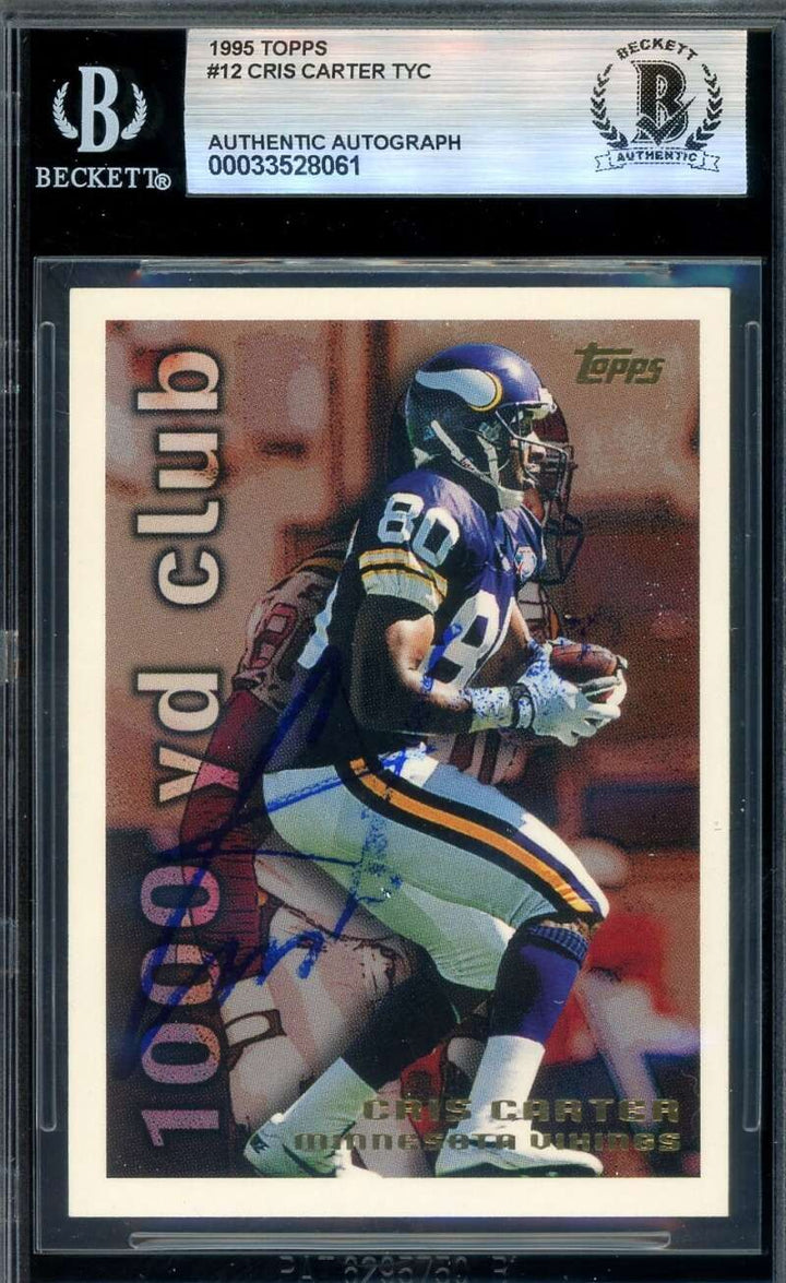 Cris Carter Beckett BAS Signed 1995 Topps 1000 Yard Club Autograph
