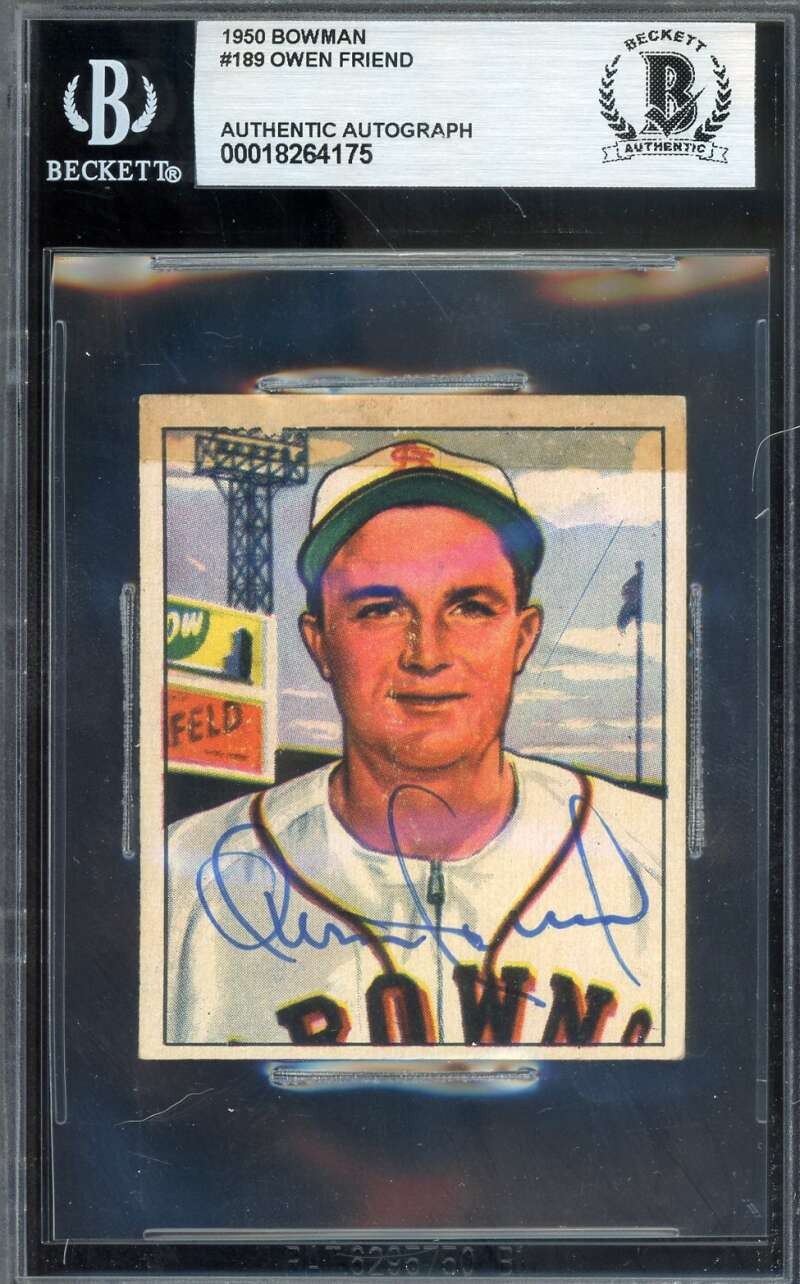 Owen Friend Beckett BAS Signed 1950 Bowman Rookie Autograph